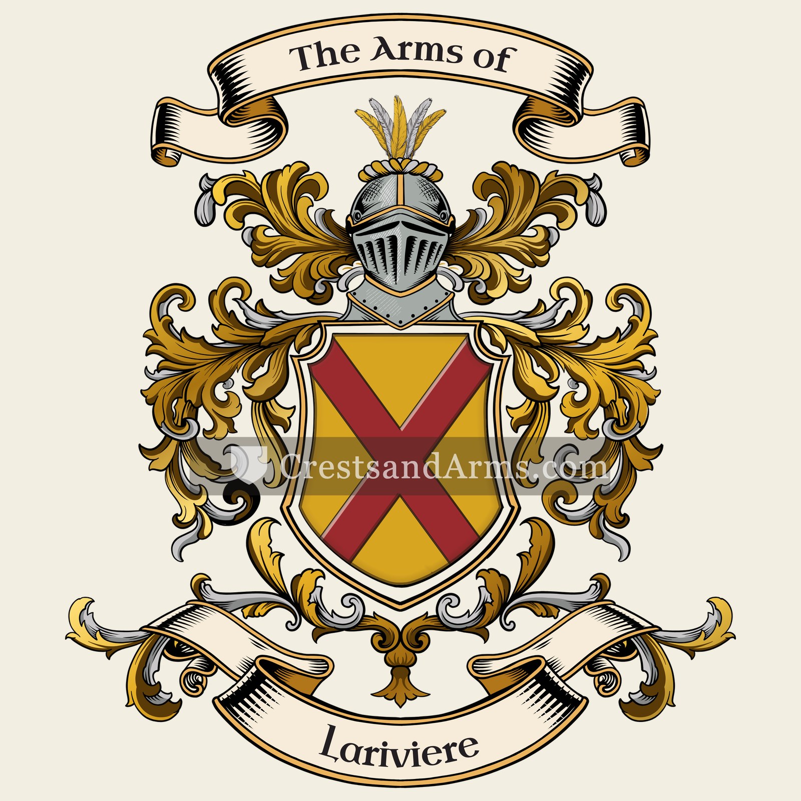 The Lariviere coat of arms, drawn from the recorded blazon