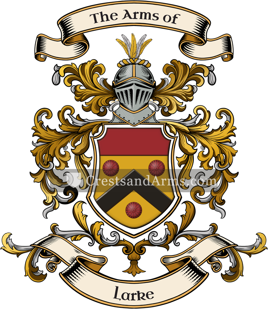 The Larke coat of arms, drawn from the recorded blazon