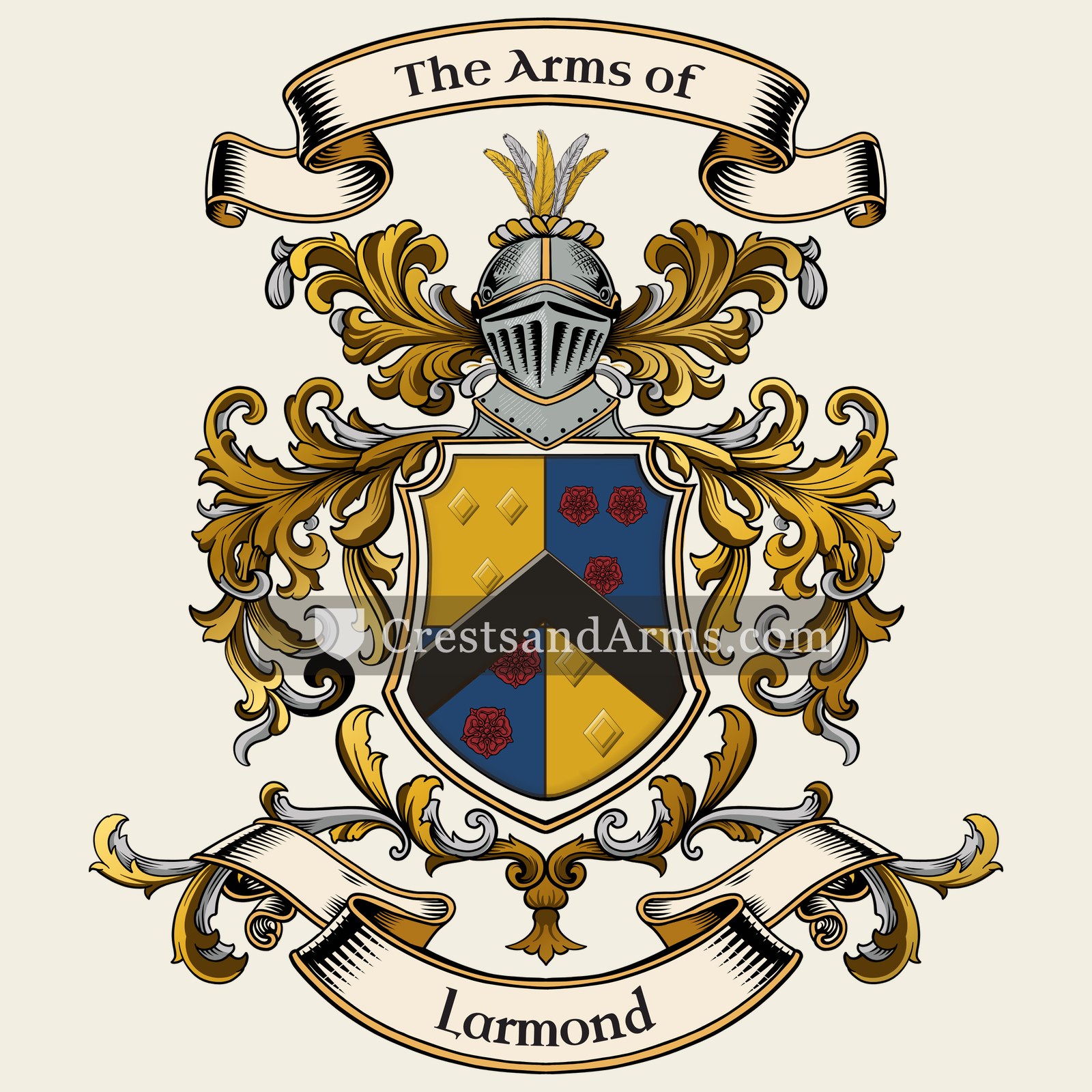 The Larmond coat of arms, drawn from the recorded blazon