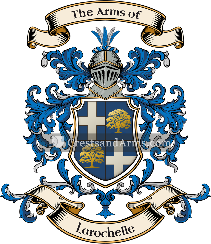 The Larochelle coat of arms, drawn from the recorded blazon