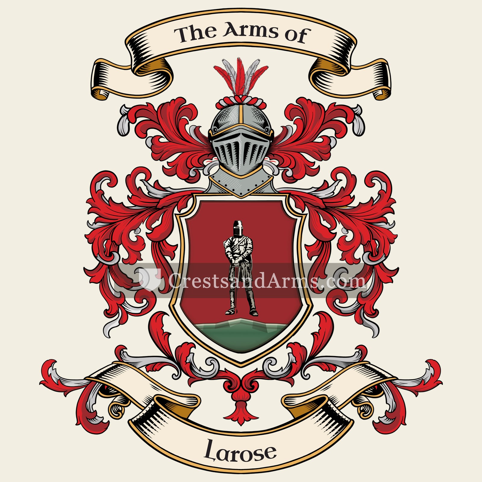 The Larose coat of arms, drawn from the recorded blazon