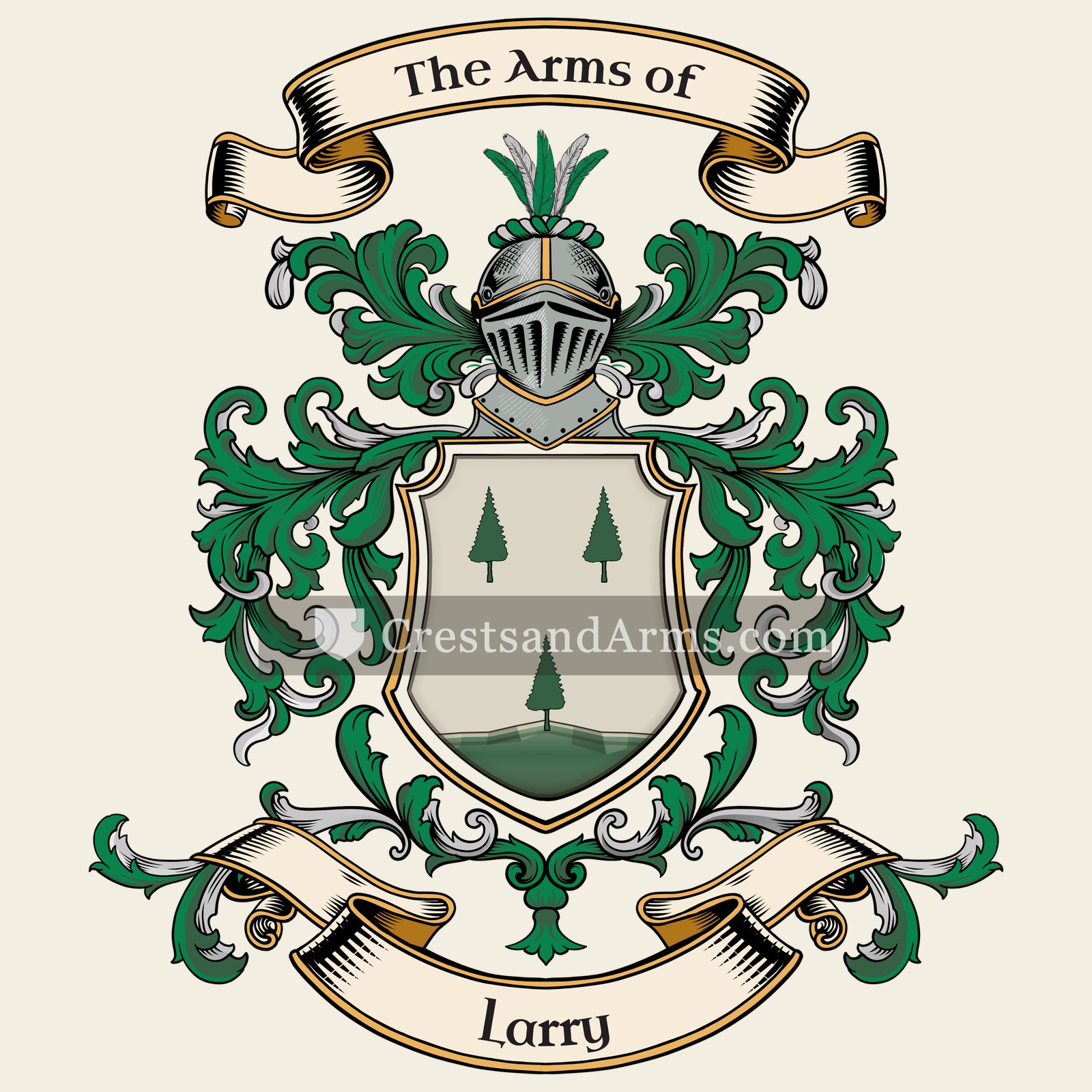 The Larry coat of arms, drawn from the recorded blazon