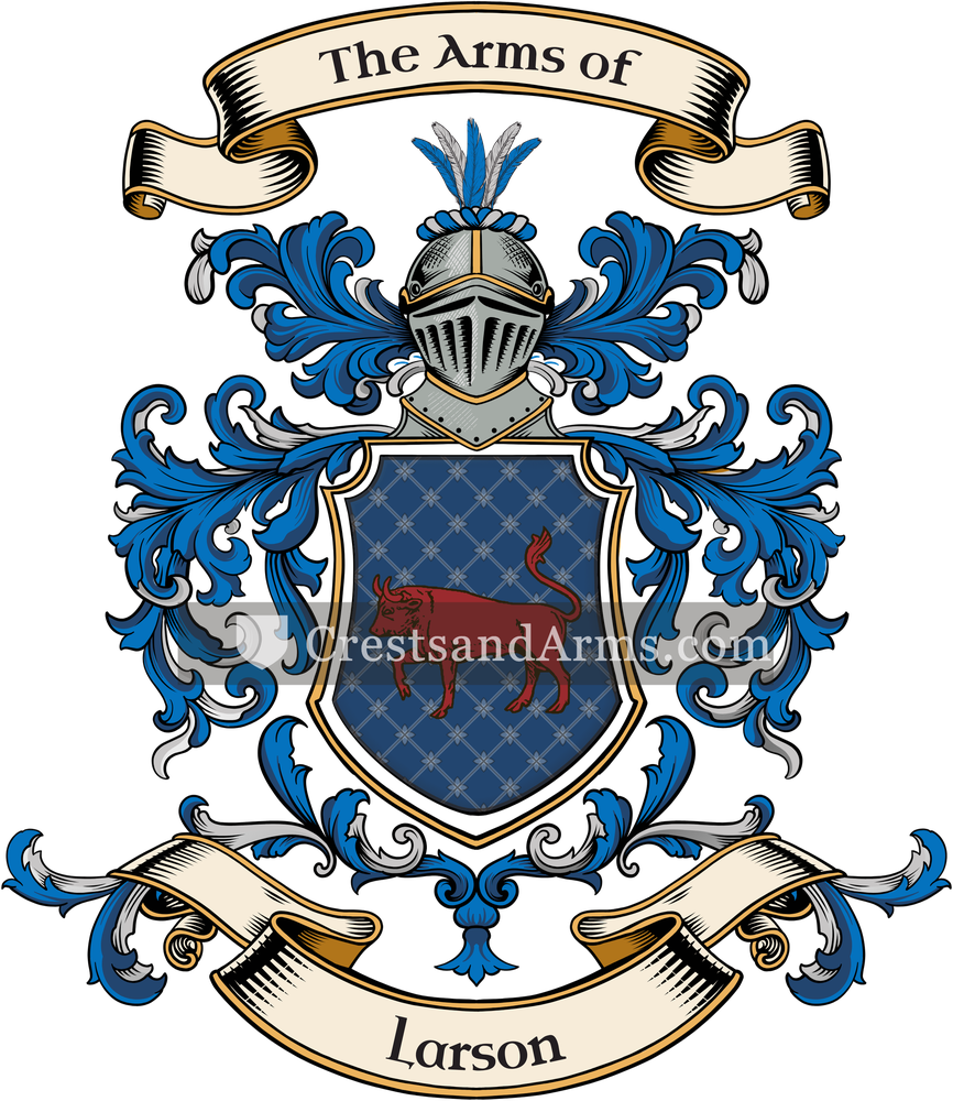 The Larson coat of arms, drawn from the recorded blazon