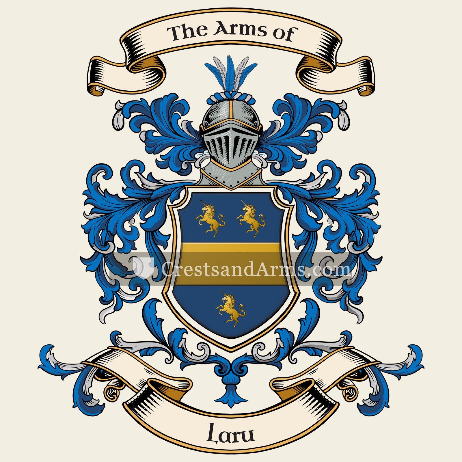 The Laru coat of arms, drawn from the recorded blazon