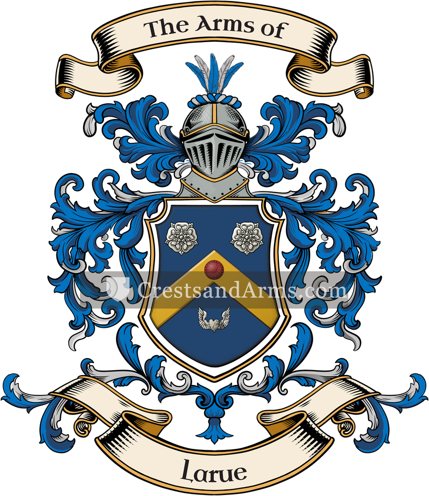The Larue coat of arms, drawn from the recorded blazon