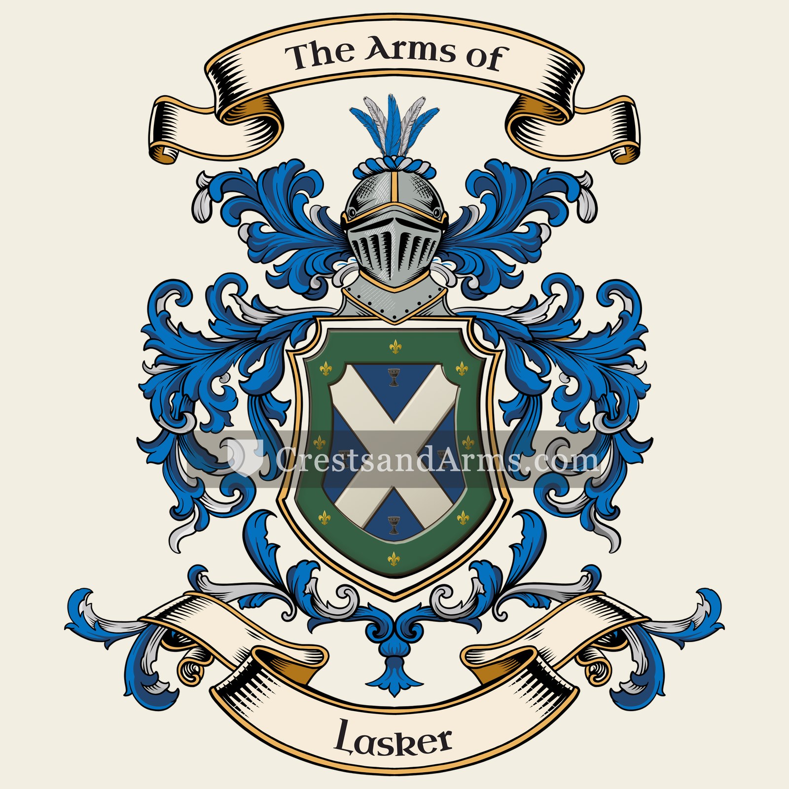 The Lasker coat of arms, drawn from the recorded blazon