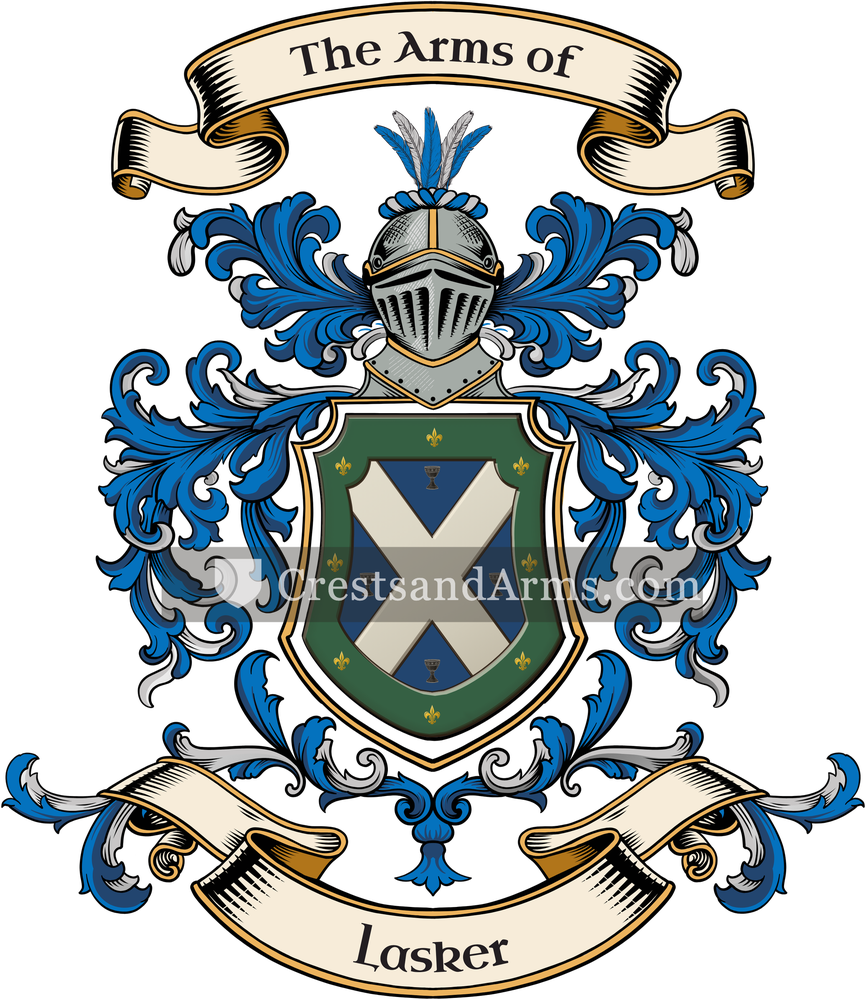The Lasker coat of arms, drawn from the recorded blazon