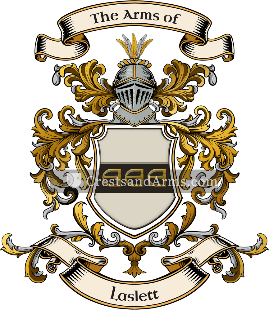 The Laslett coat of arms, drawn from the recorded blazon