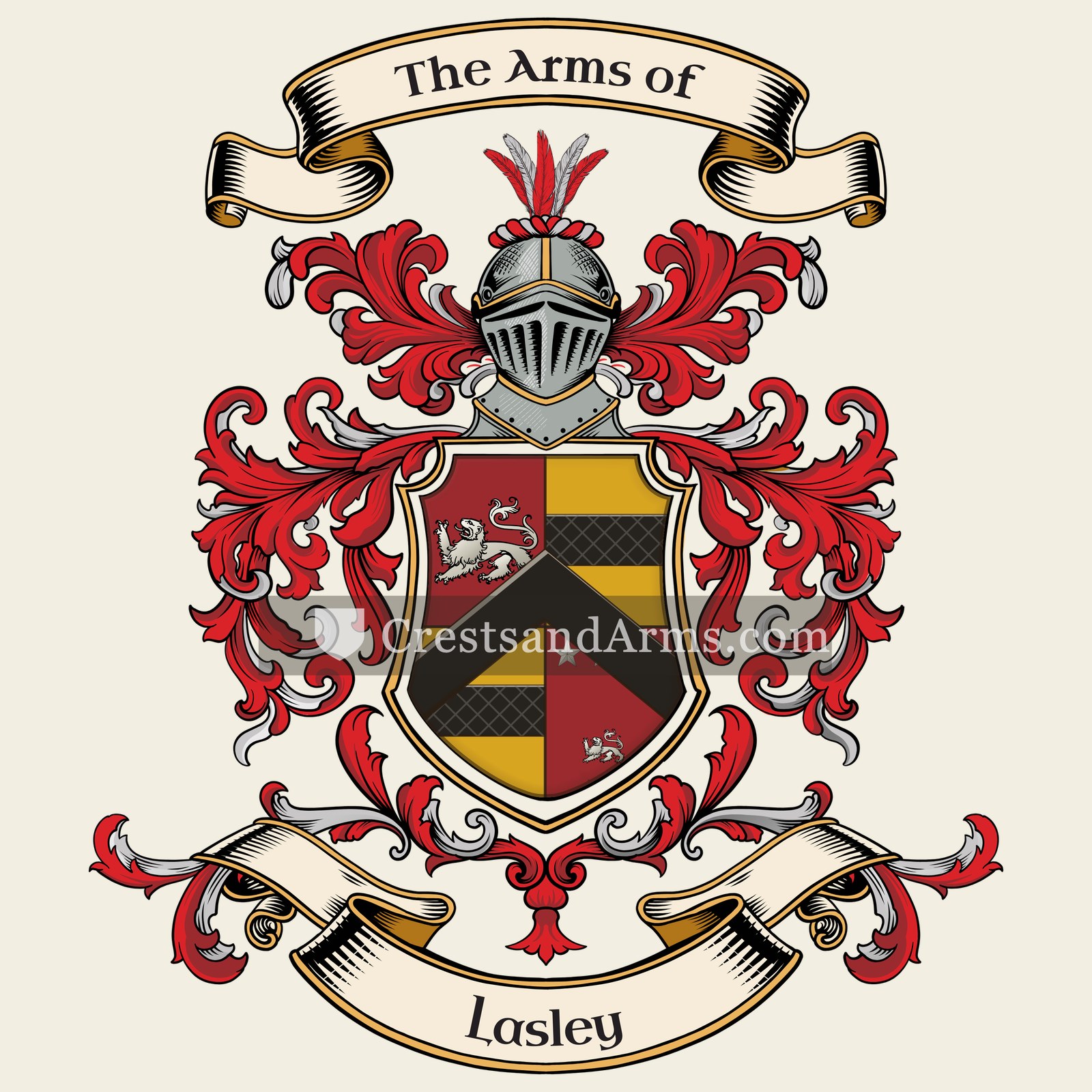 The Lasley coat of arms, drawn from the recorded blazon