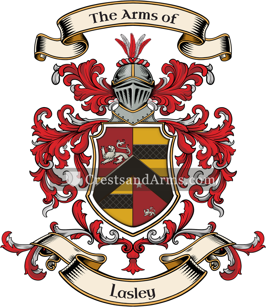 The Lasley coat of arms, drawn from the recorded blazon