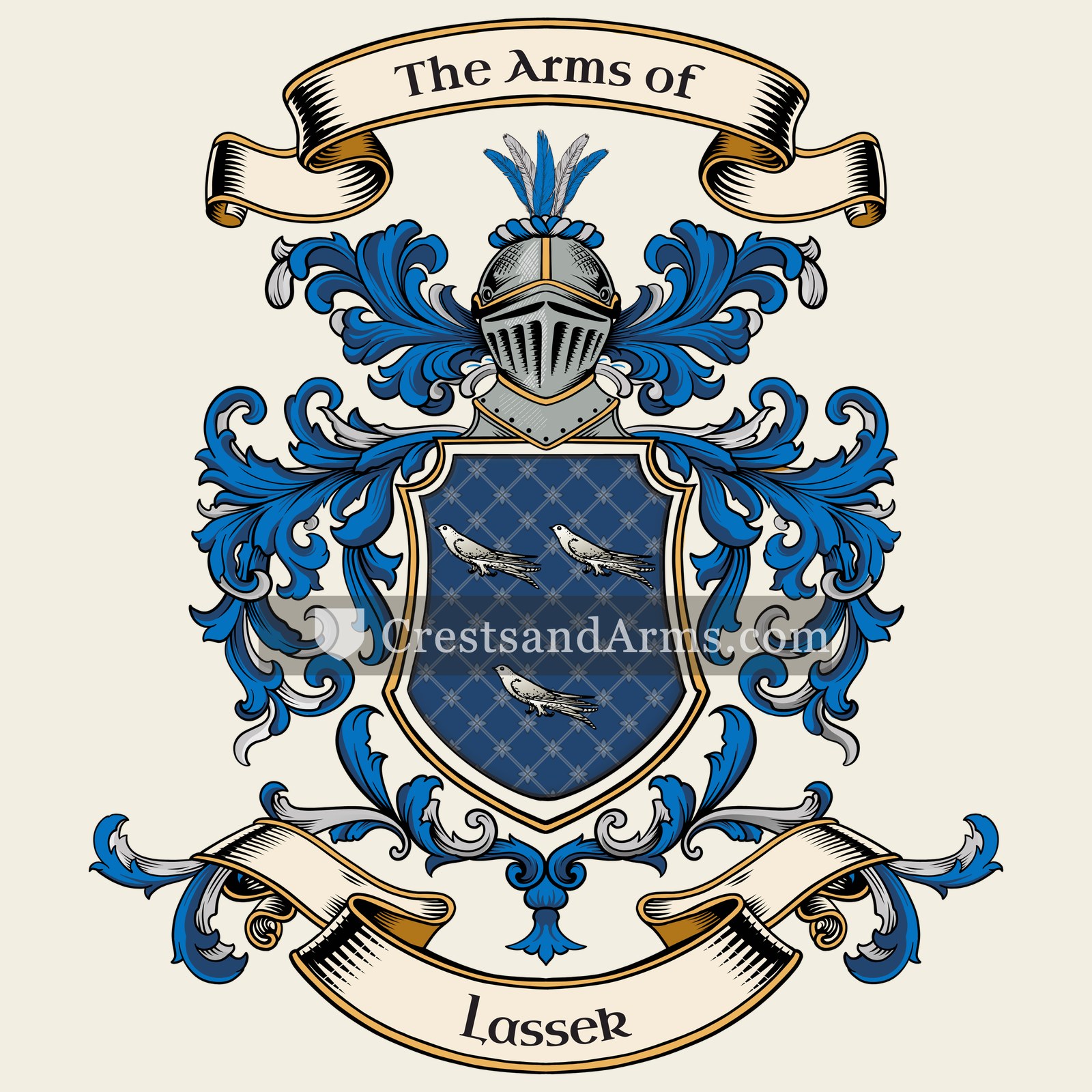The Lassek coat of arms, drawn from the recorded blazon