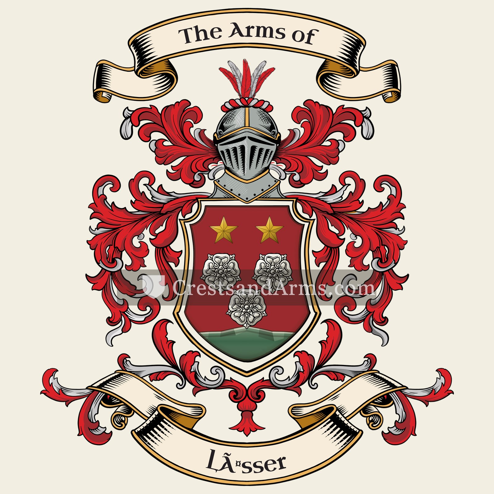The Lässer coat of arms, drawn from the recorded blazon