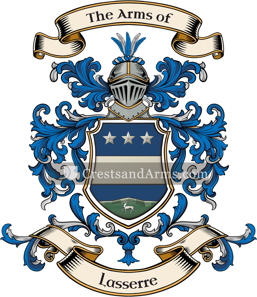 The Lasserre coat of arms, drawn from the recorded blazon