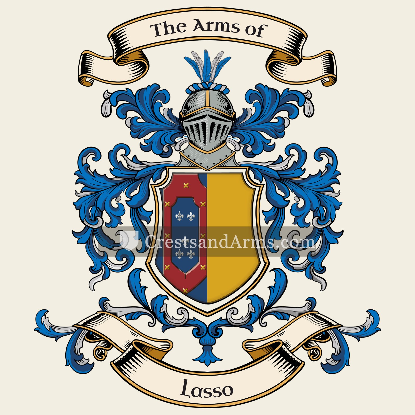 The Lasso coat of arms, drawn from the recorded blazon