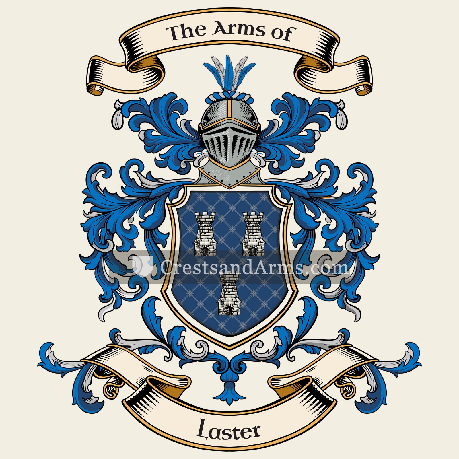 The Laster coat of arms, drawn from the recorded blazon