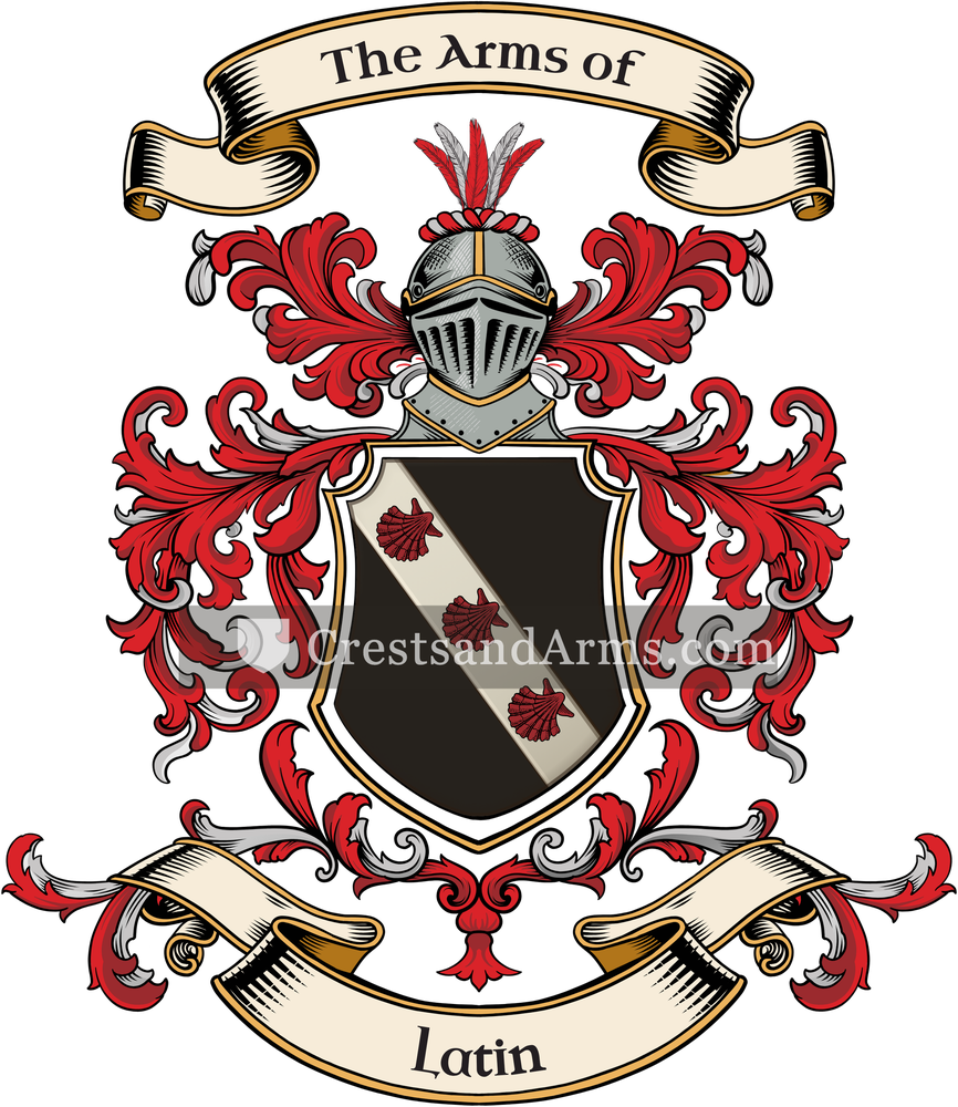 The Latin coat of arms, drawn from the recorded blazon