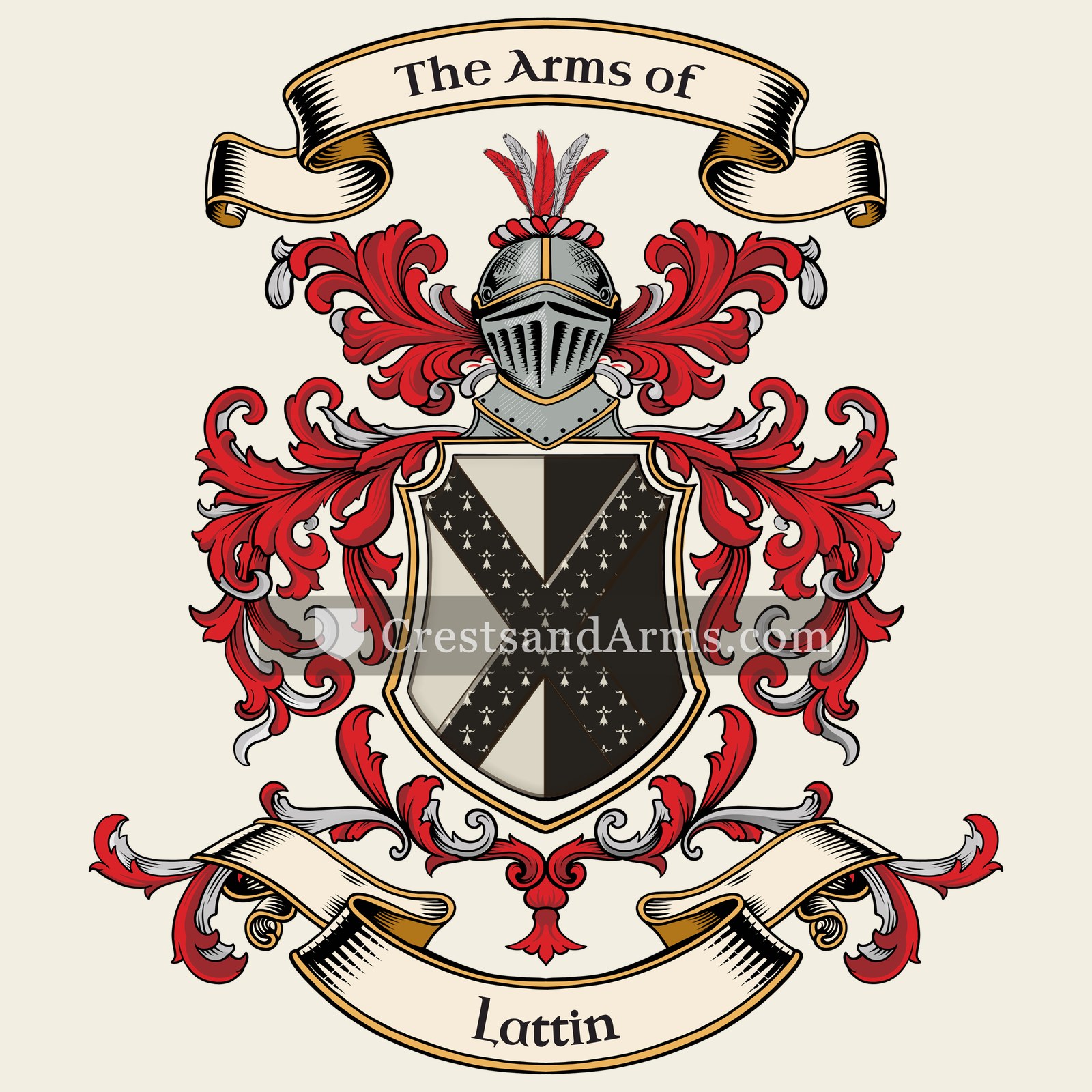 The Lattin coat of arms, drawn from the recorded blazon