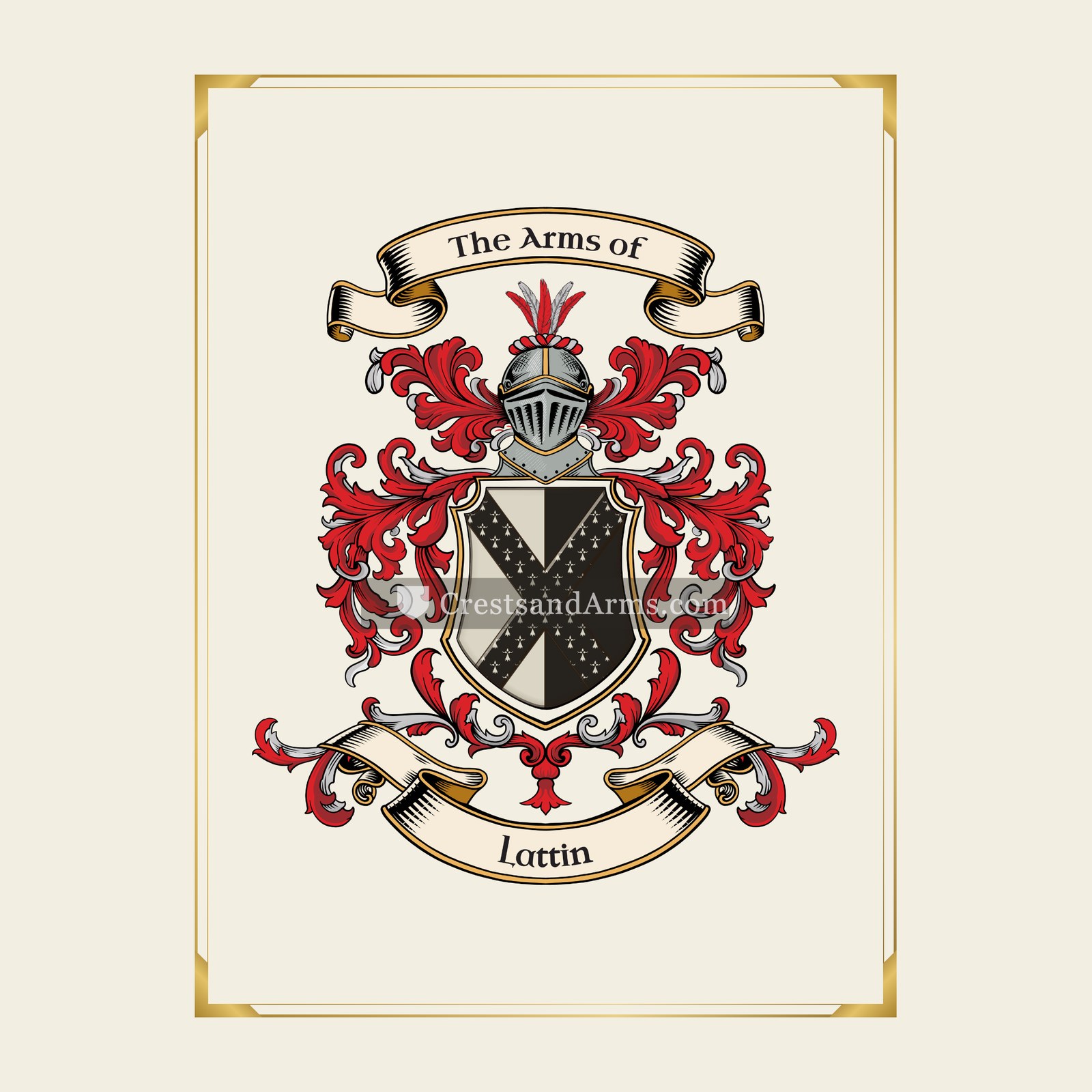 With gold border