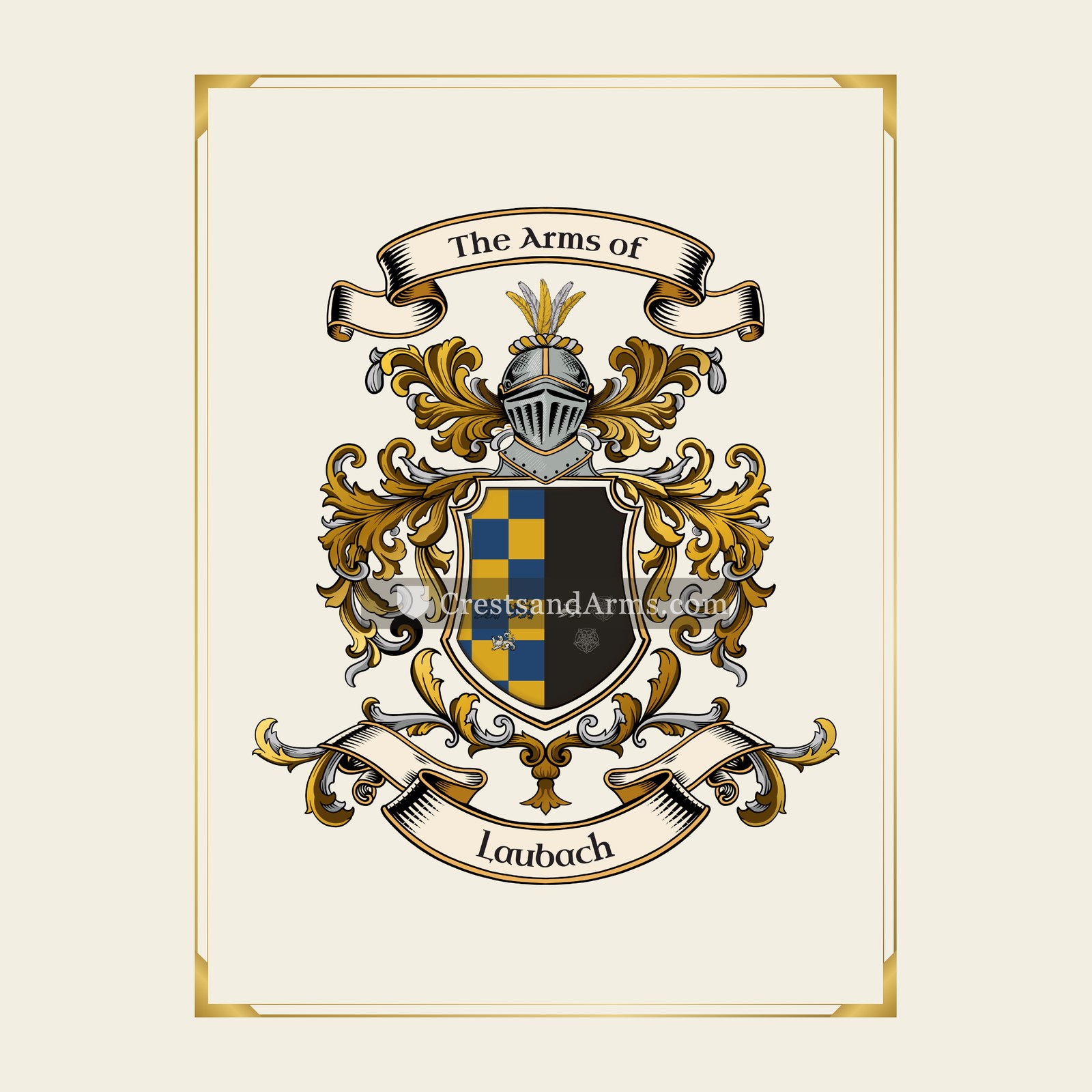 With gold border