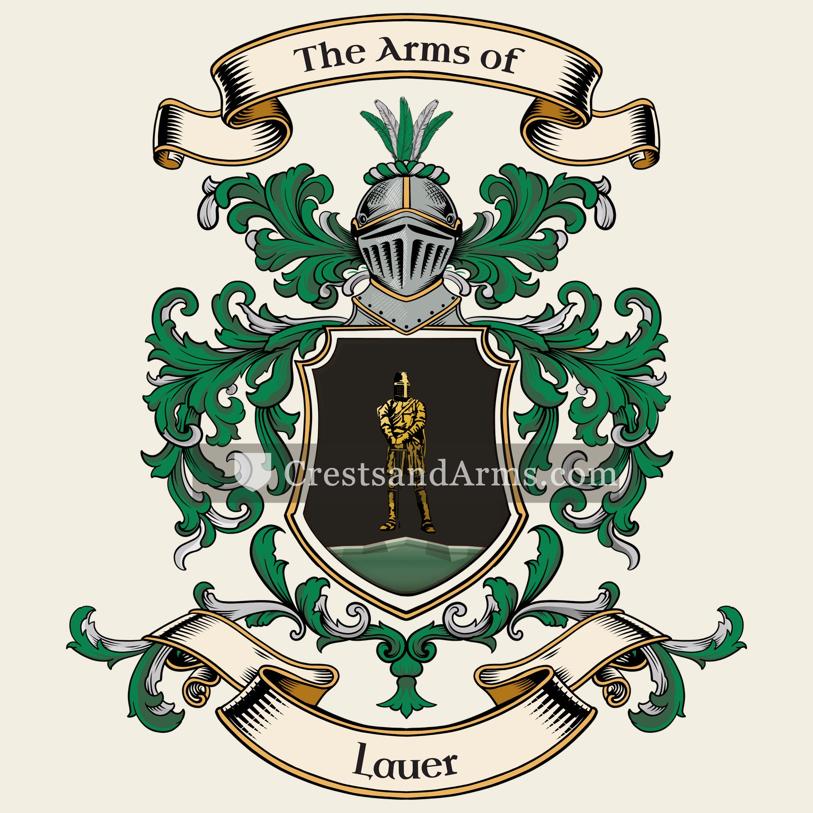 The Lauer coat of arms, drawn from the recorded blazon