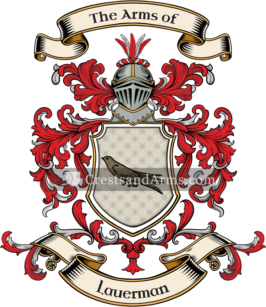 The Lauerman coat of arms, drawn from the recorded blazon
