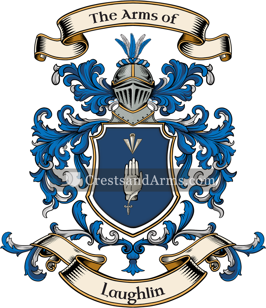The Laughlin coat of arms, drawn from the recorded blazon
