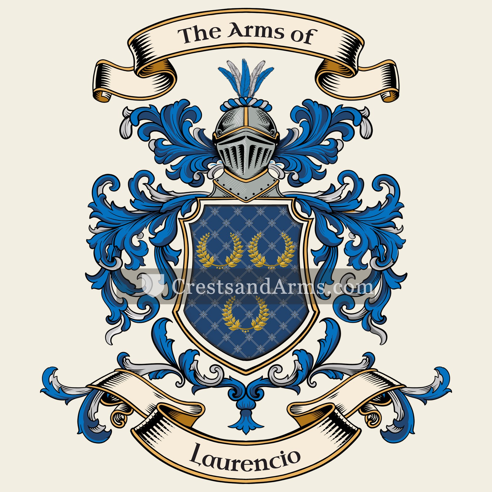 The Laurencio coat of arms, drawn from the recorded blazon