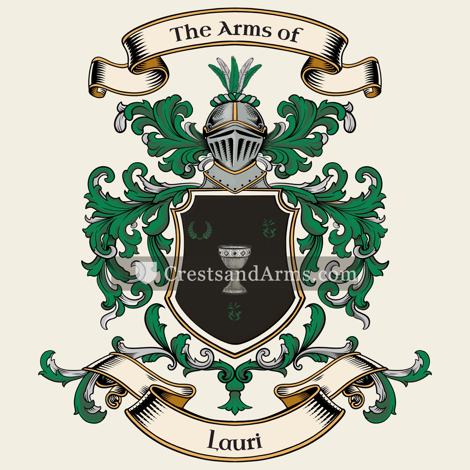 The Lauri coat of arms, drawn from the recorded blazon