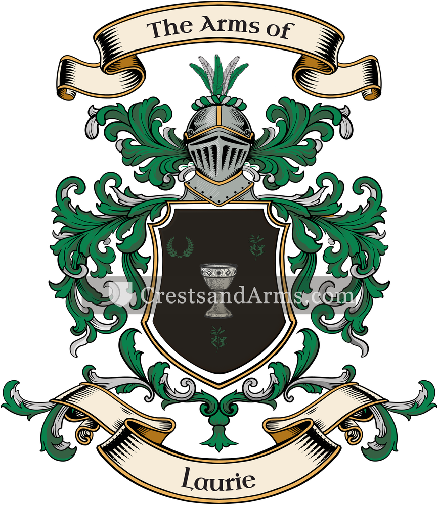 The Laurie coat of arms, drawn from the recorded blazon