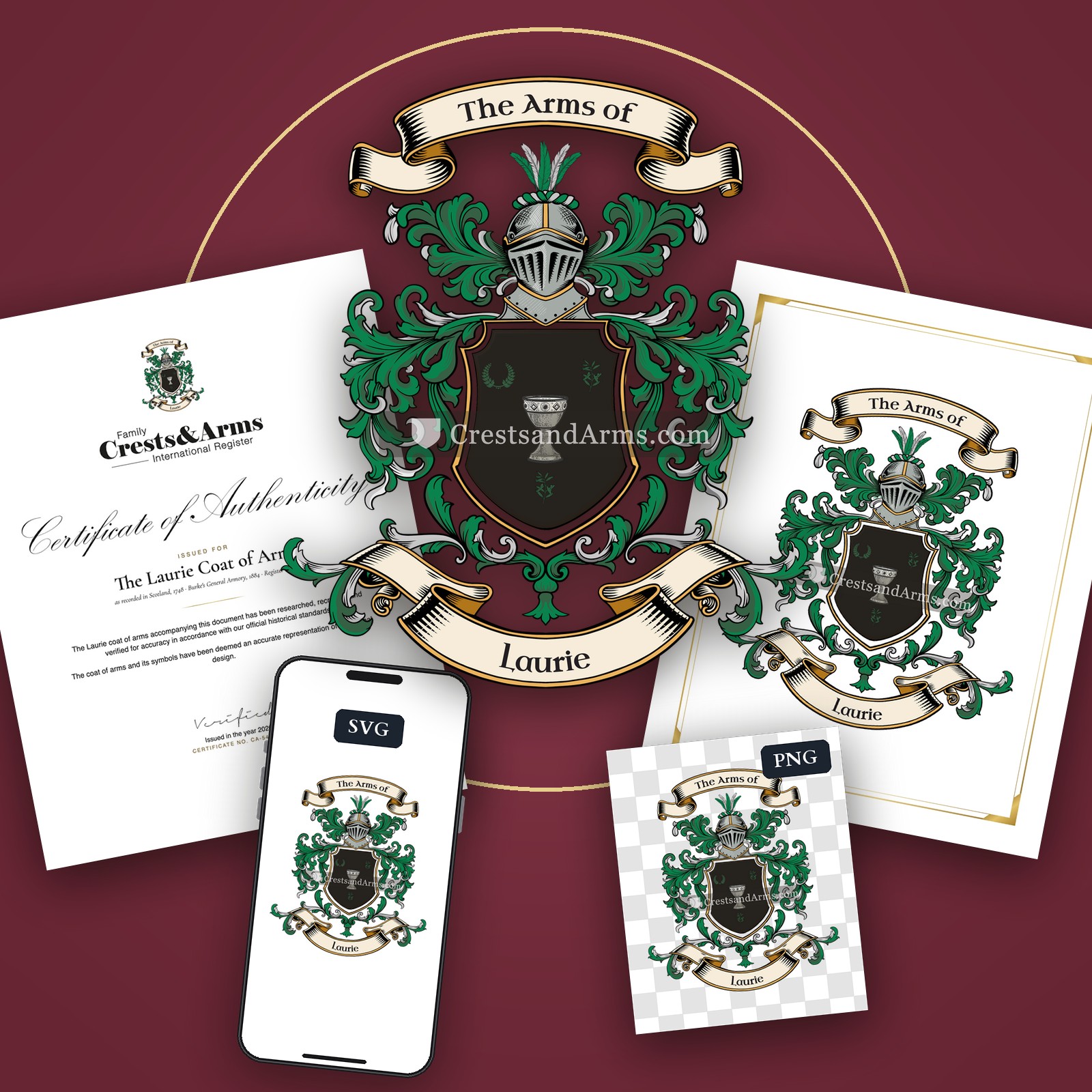 The Laurie arms on the coat of arms — digital pack