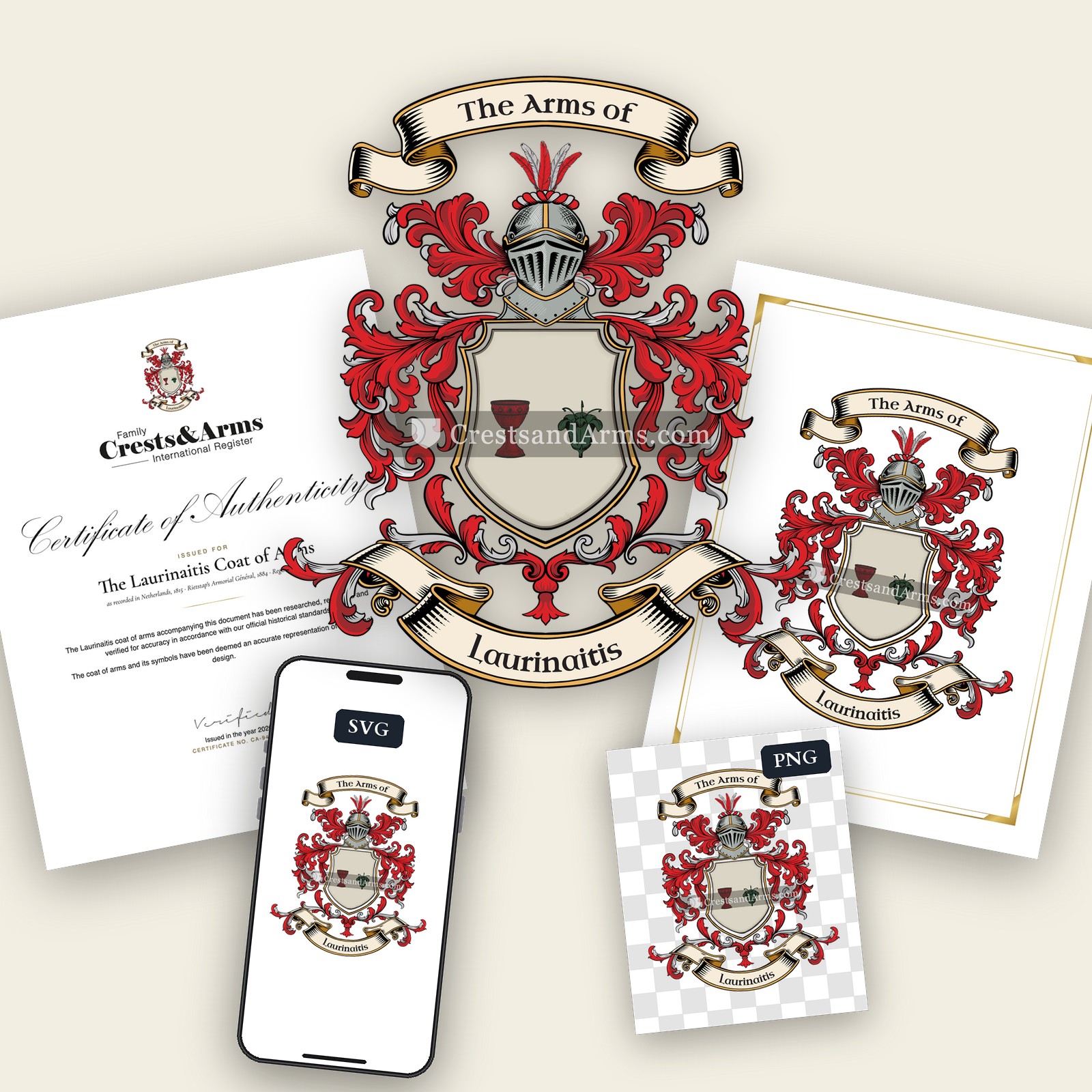 The Laurinaitis arms on the coat of arms — digital pack