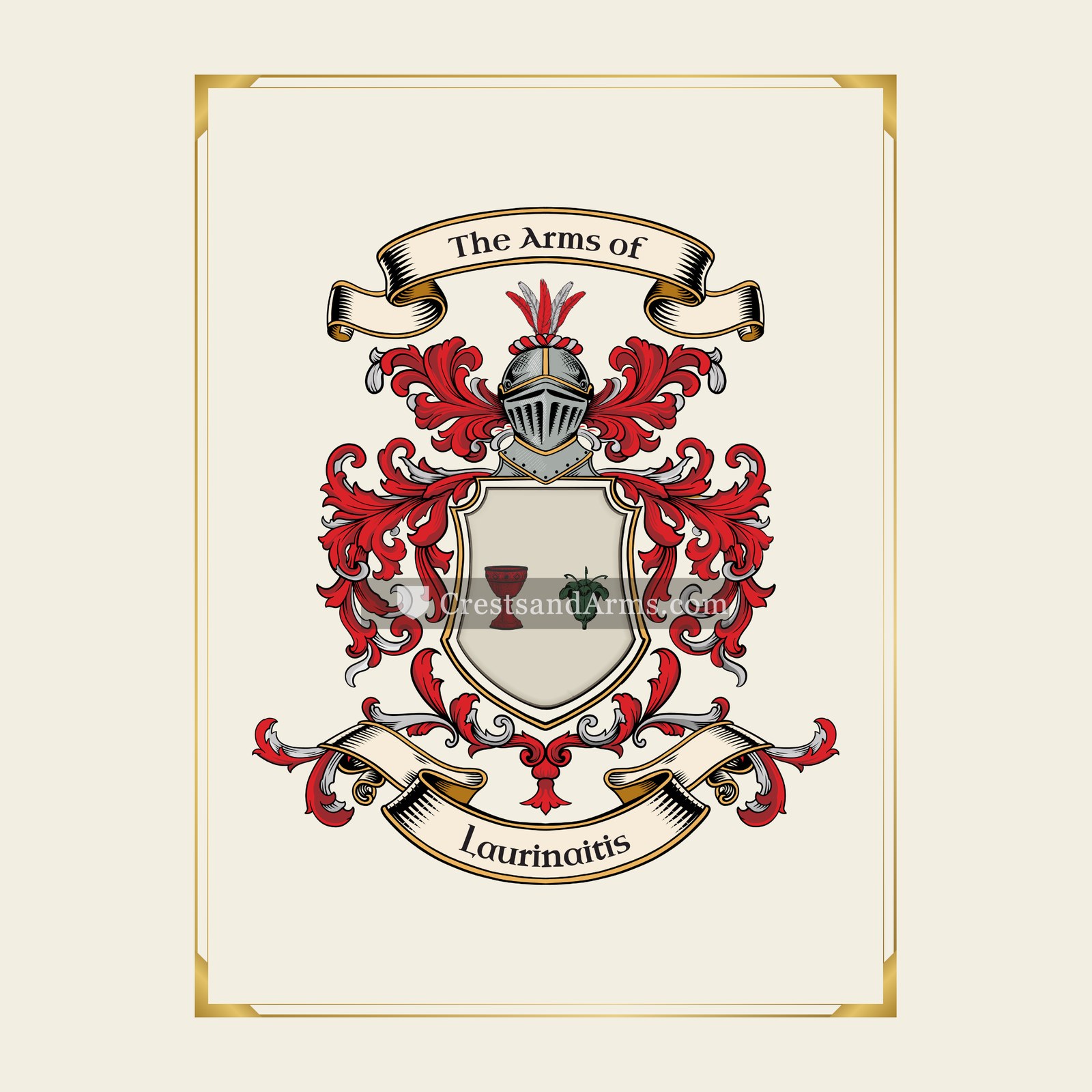 With gold border