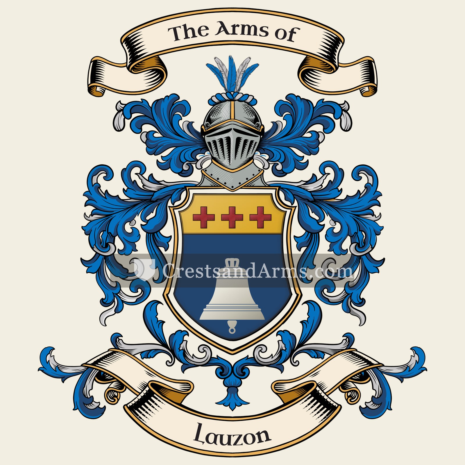 The Lauzon coat of arms, drawn from the recorded blazon