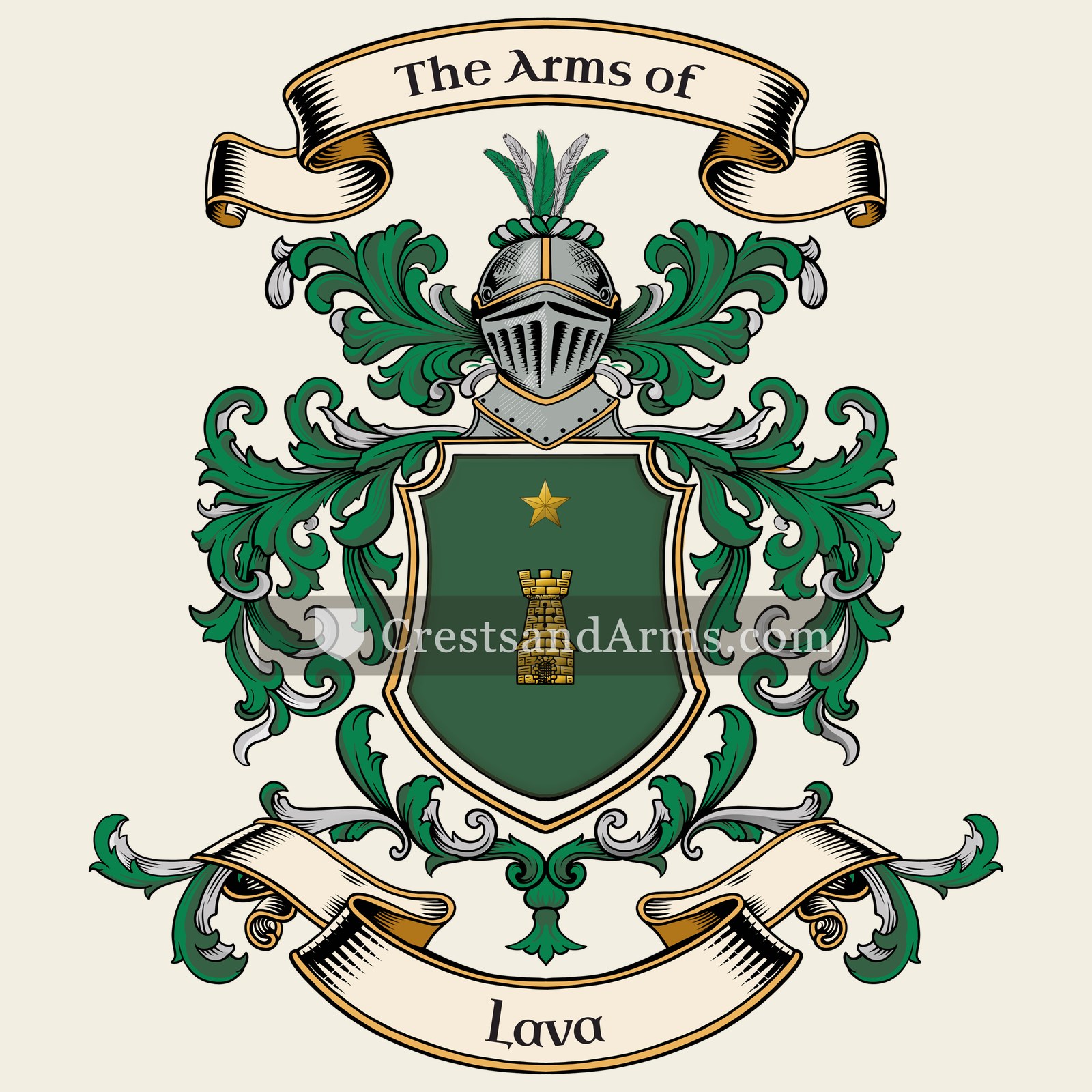 The Lava coat of arms, drawn from the recorded blazon