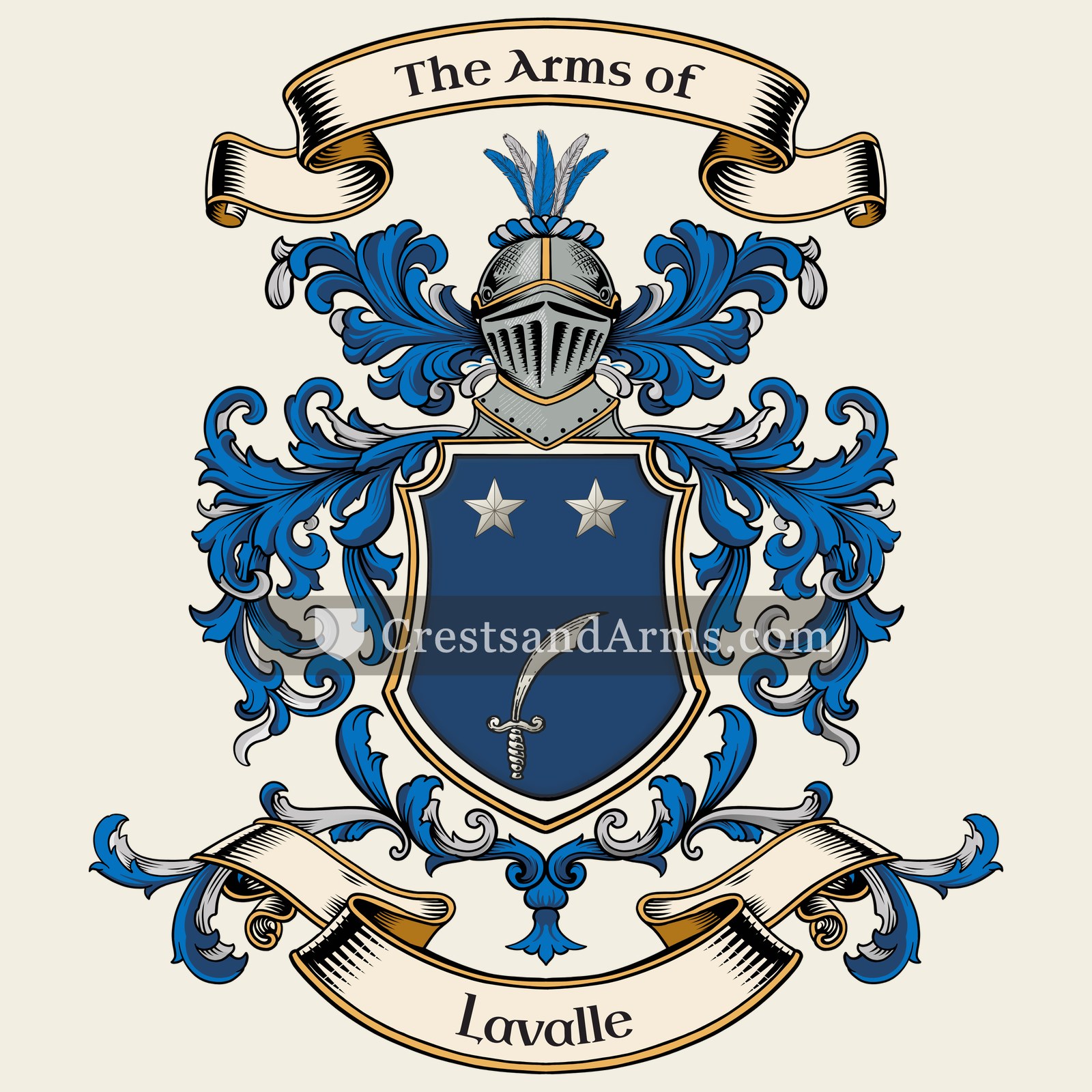 The Lavalle coat of arms, drawn from the recorded blazon