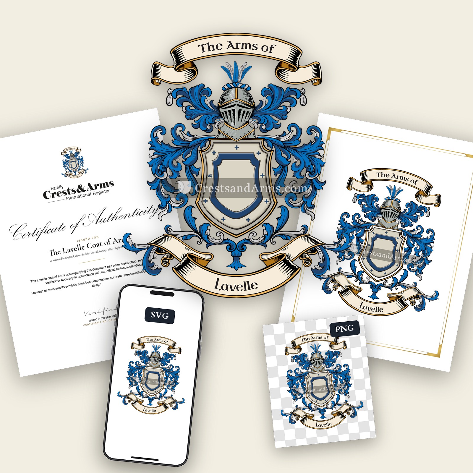 The Lavelle arms on the coat of arms — digital pack