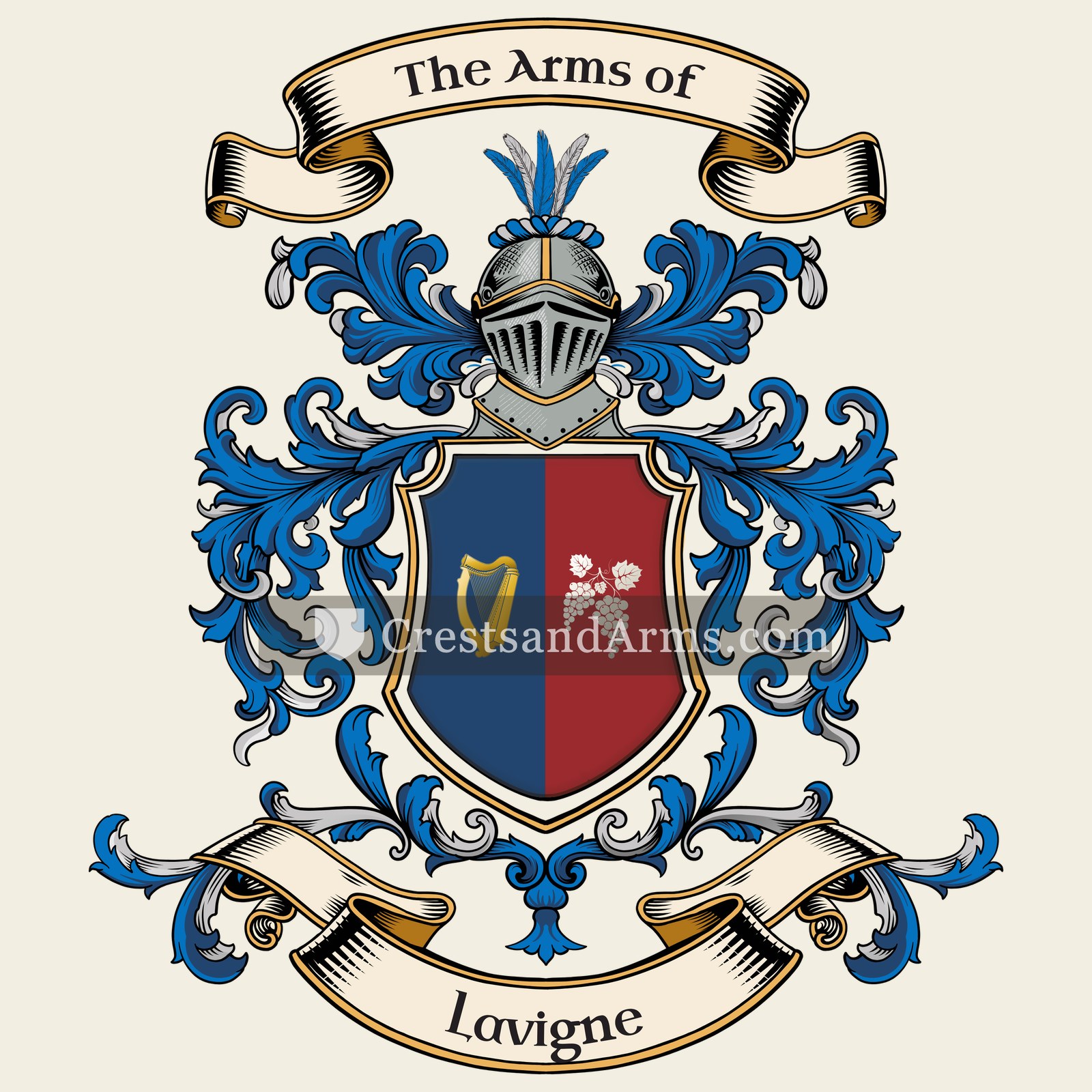 The Lavigne coat of arms, drawn from the recorded blazon