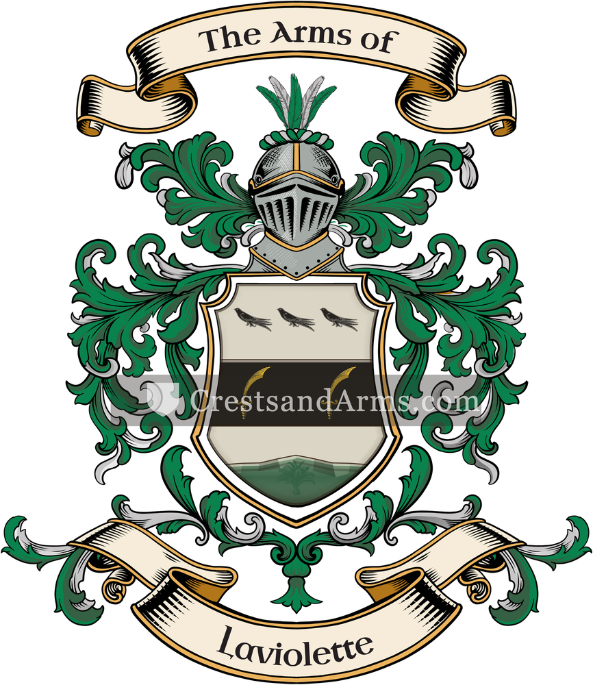 The Laviolette coat of arms, drawn from the recorded blazon