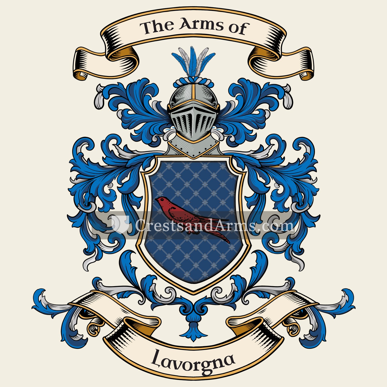 The Lavorgna coat of arms, drawn from the recorded blazon
