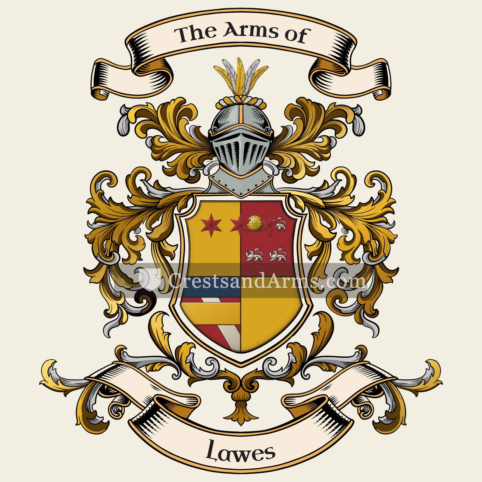 The Lawes coat of arms, drawn from the recorded blazon