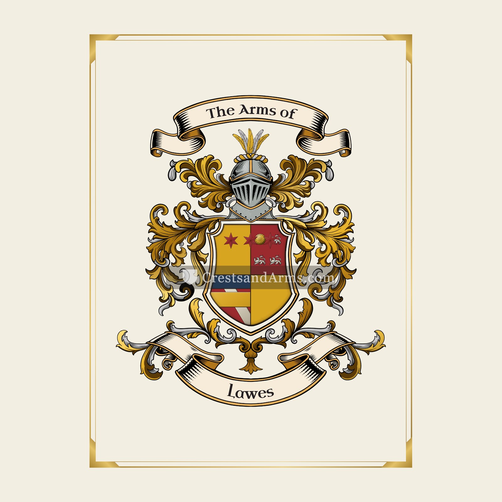With gold border