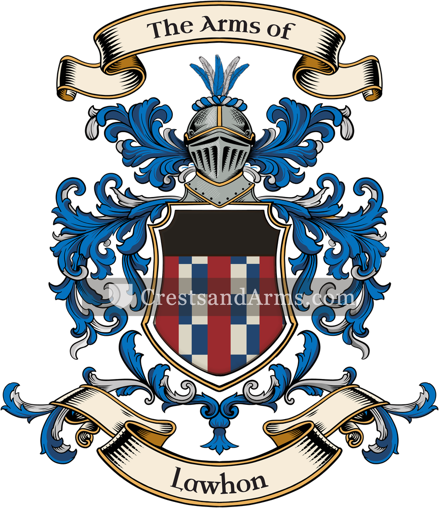 The Lawhon coat of arms, drawn from the recorded blazon