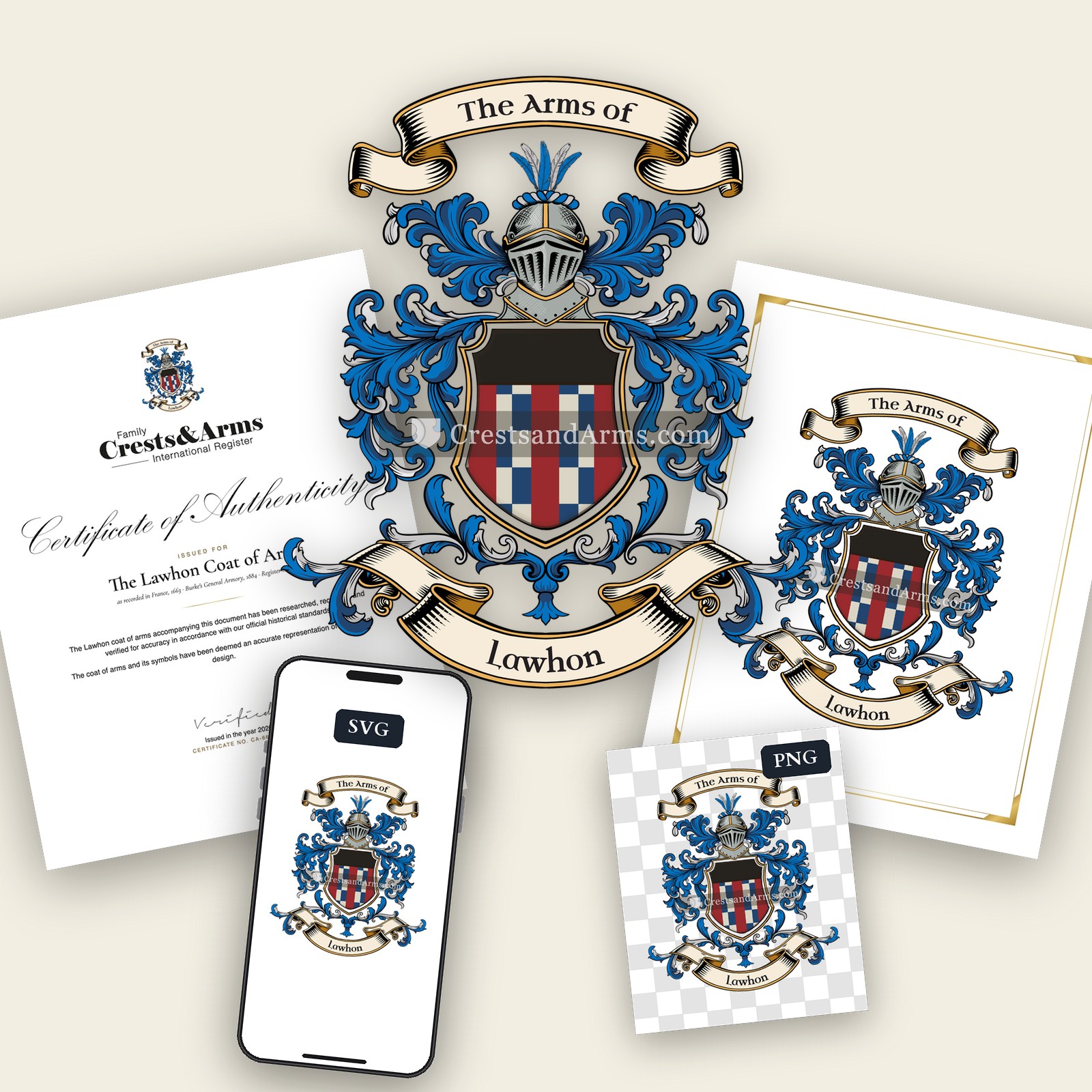 The Lawhon arms on the coat of arms — digital pack