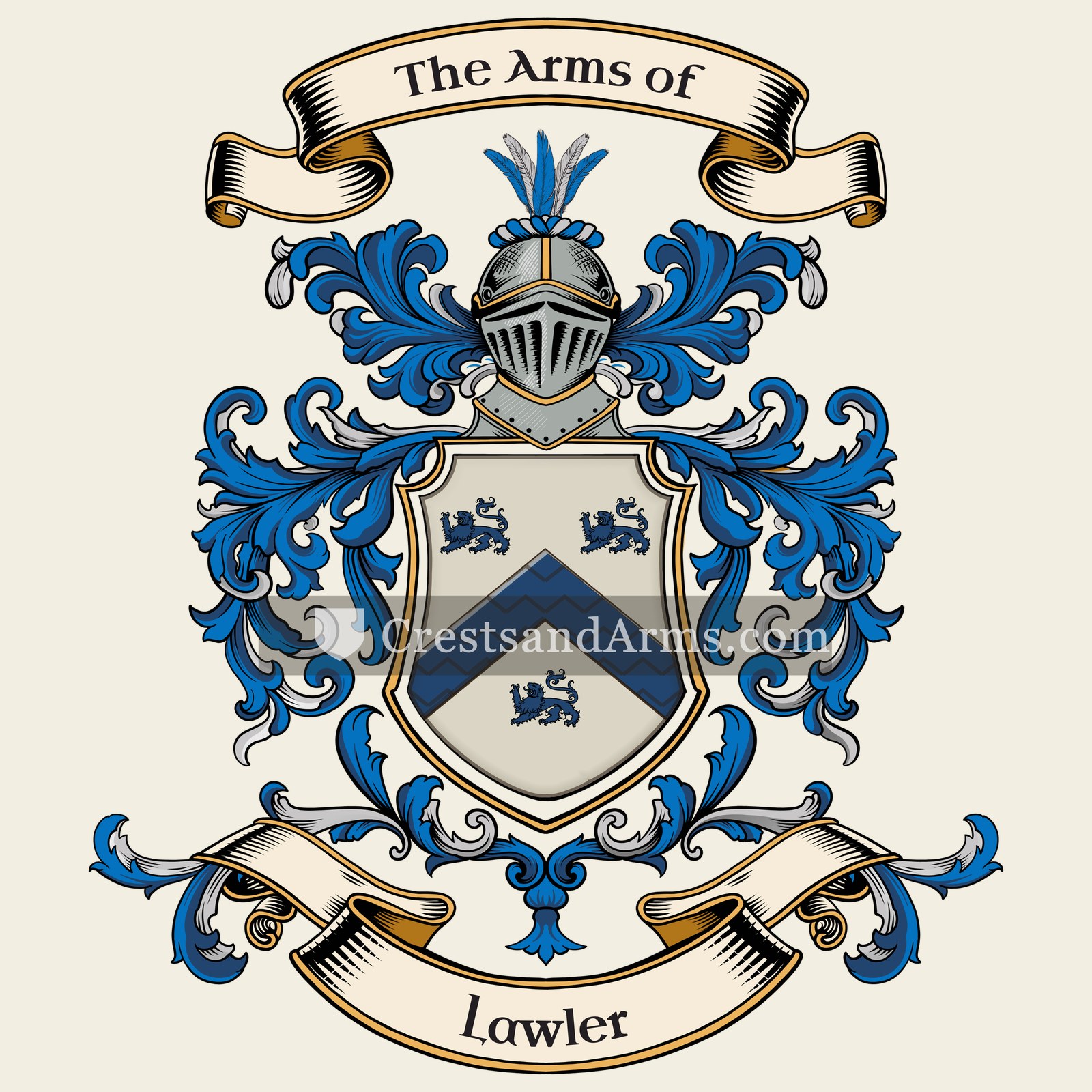 The Lawler coat of arms, drawn from the recorded blazon
