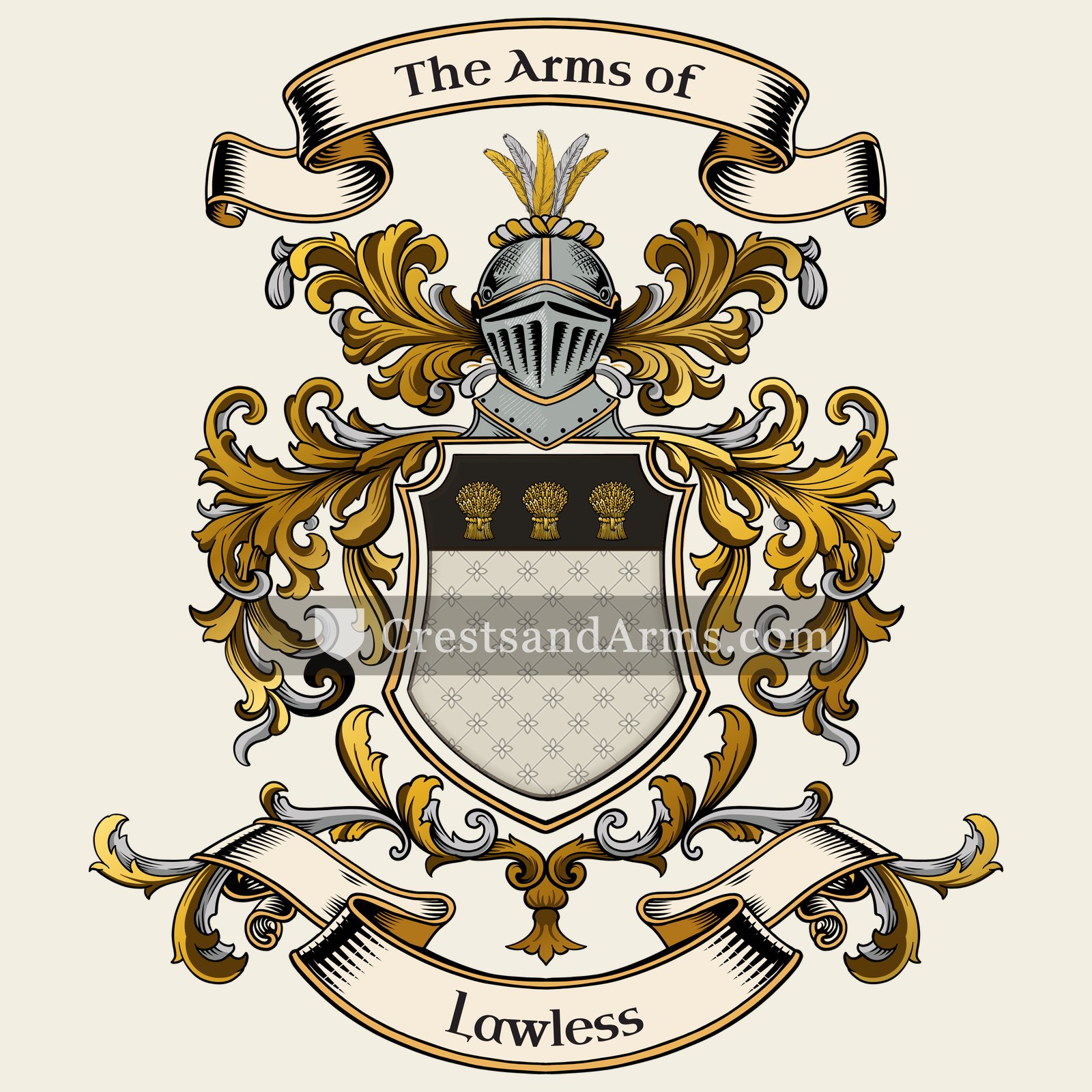 The Lawless coat of arms, drawn from the recorded blazon