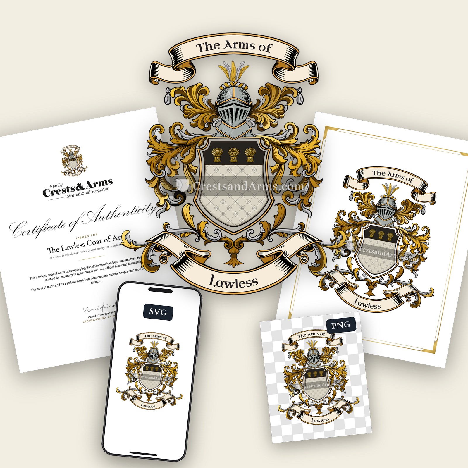 The Lawless arms on the coat of arms — digital pack