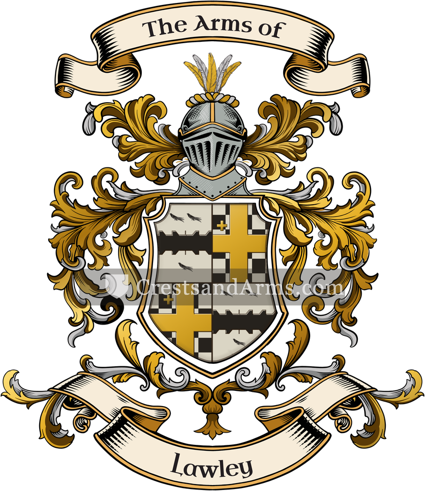 The Lawley coat of arms, drawn from the recorded blazon