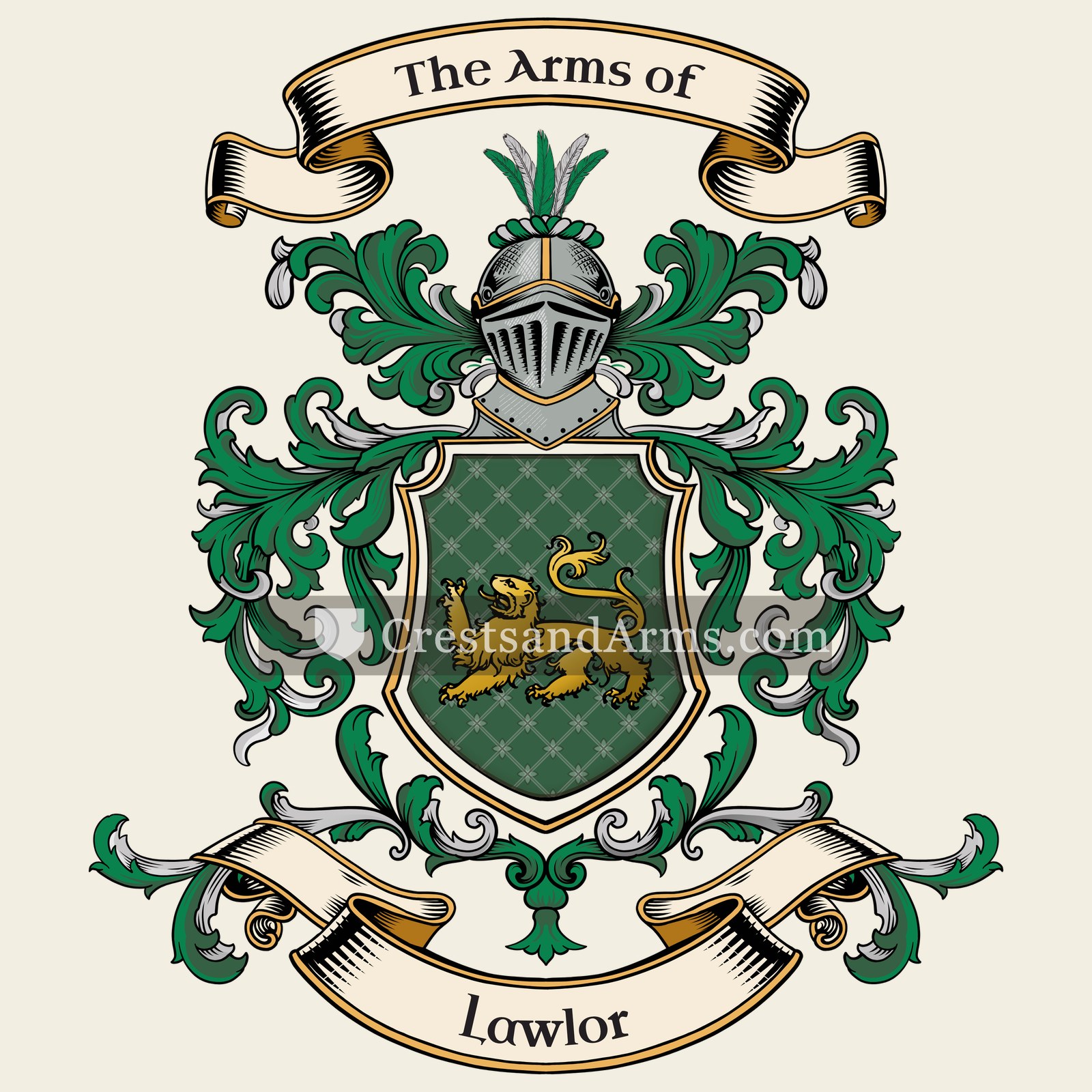 The Lawlor coat of arms, drawn from the recorded blazon