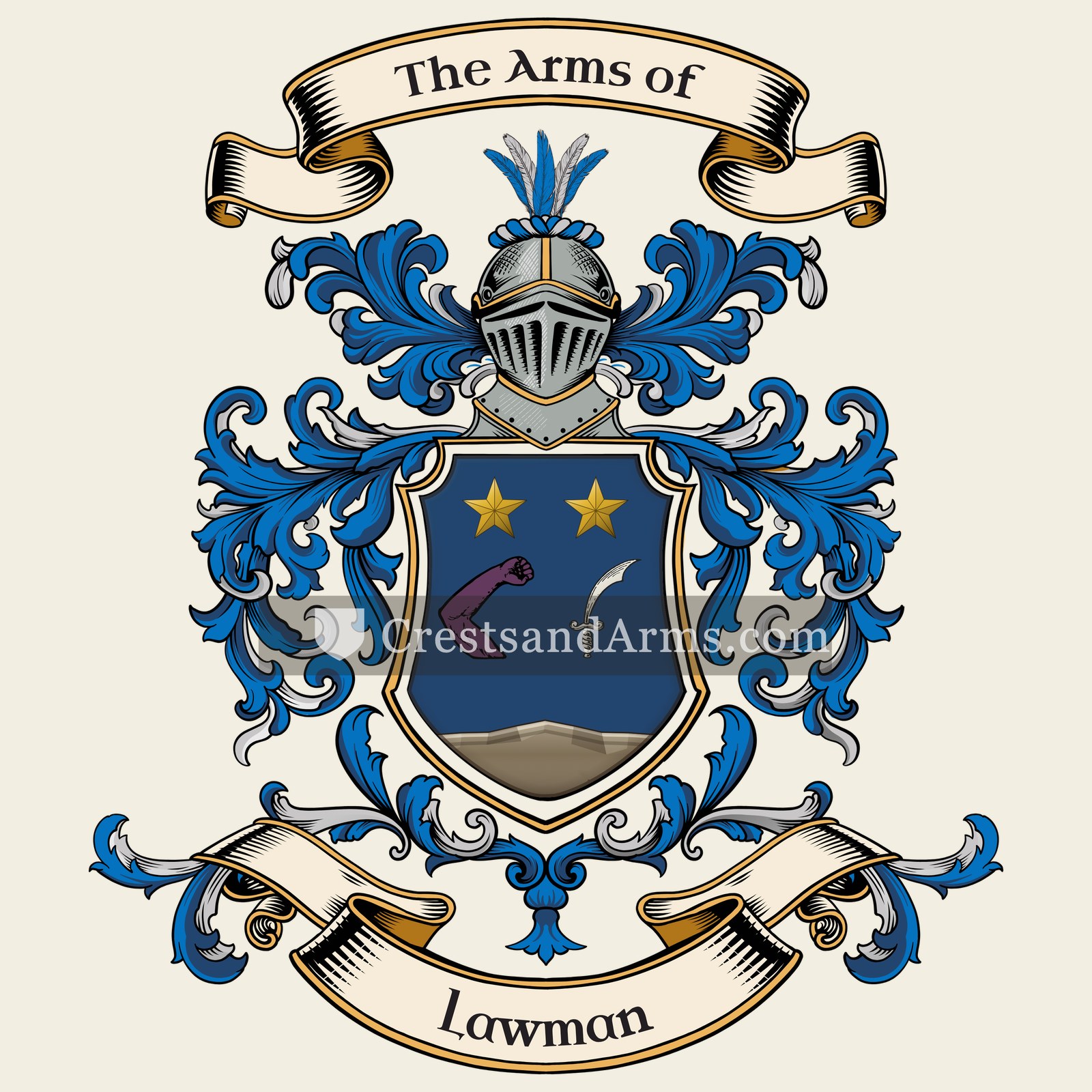 The Lawman coat of arms, drawn from the recorded blazon