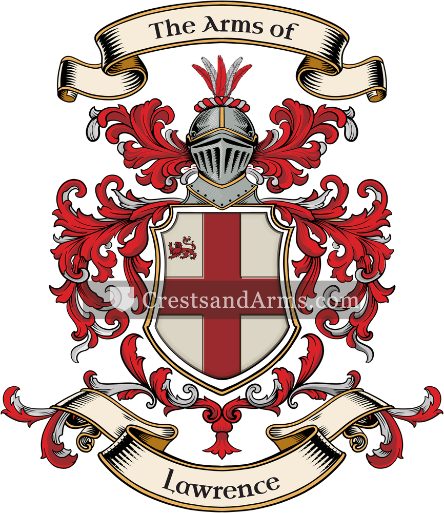 The Lawrence coat of arms, drawn from the recorded blazon